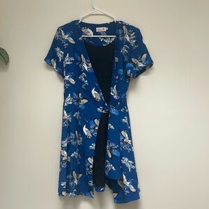 Japanese blue kimono style long vest size M.
